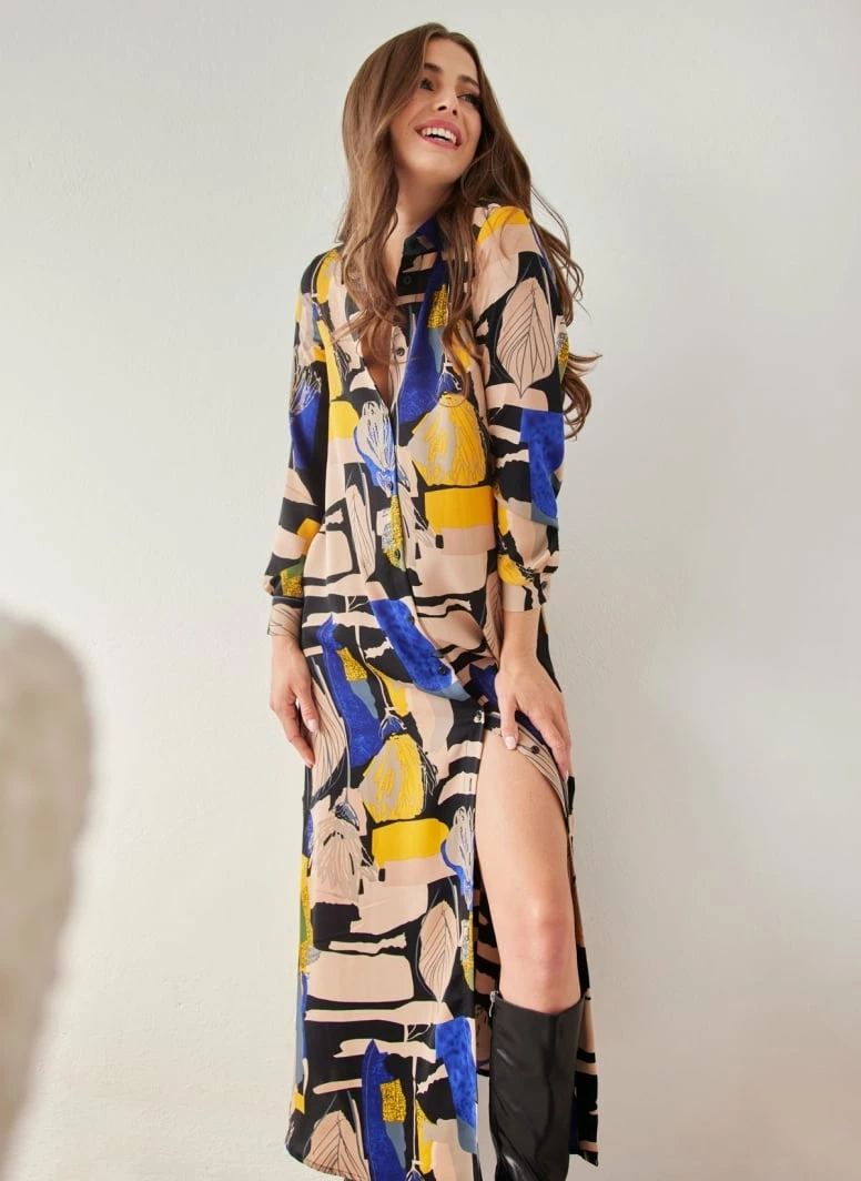 Νέος 🔔 Noobass Εμπριμέ φόρεμα με κουμπιά - Multi 👏 1 Νέος 🔔 Noobass Εμπριμέ φόρεμα με κουμπιά - Multi 👏