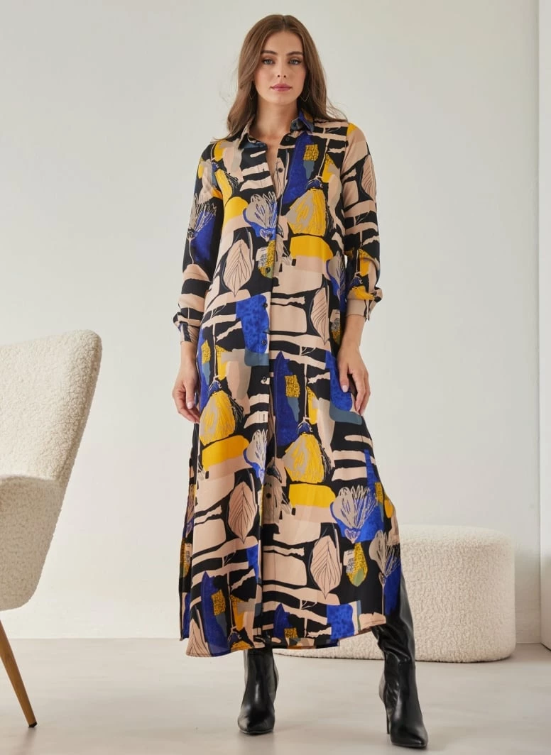 Νέος 🔔 Noobass Εμπριμέ φόρεμα με κουμπιά - Multi 👏 7 Νέος 🔔 Noobass Εμπριμέ φόρεμα με κουμπιά - Multi 👏 - Image 7