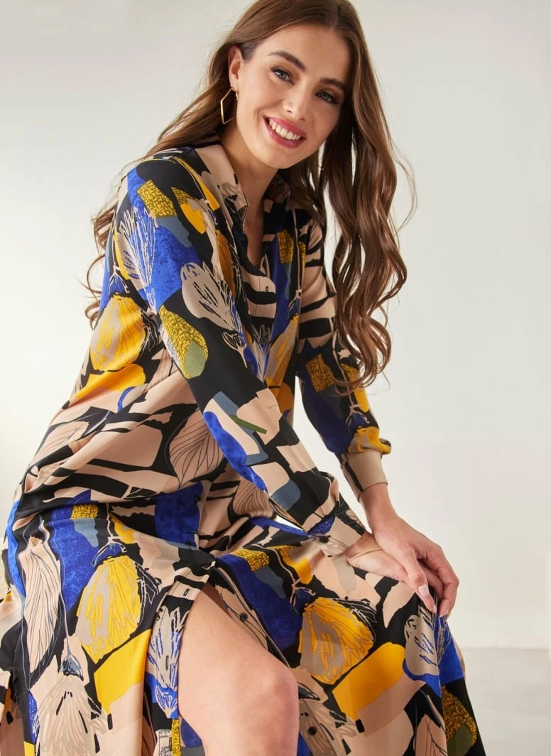 Νέος 🔔 Noobass Εμπριμέ φόρεμα με κουμπιά - Multi 👏 6 Νέος 🔔 Noobass Εμπριμέ φόρεμα με κουμπιά - Multi 👏 - Image 6