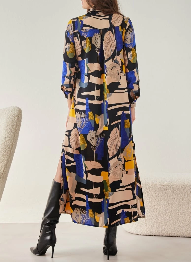 Νέος 🔔 Noobass Εμπριμέ φόρεμα με κουμπιά - Multi 👏 5 Νέος 🔔 Noobass Εμπριμέ φόρεμα με κουμπιά - Multi 👏 - Image 5