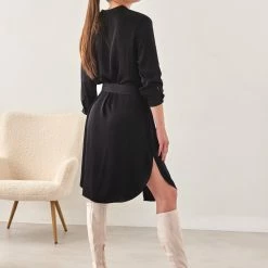 ΧΟΝΔΡΙΚΟ ΕΜΠΟΡΙΟ 🌟 Φόρεμα πουκάμισο με ζώνη NAIBA 502.030 - Μαύρο 👍 -Φορέματα Εκπτώσεις forema poukamiso me zwni naiba 502030 108328 ugkc