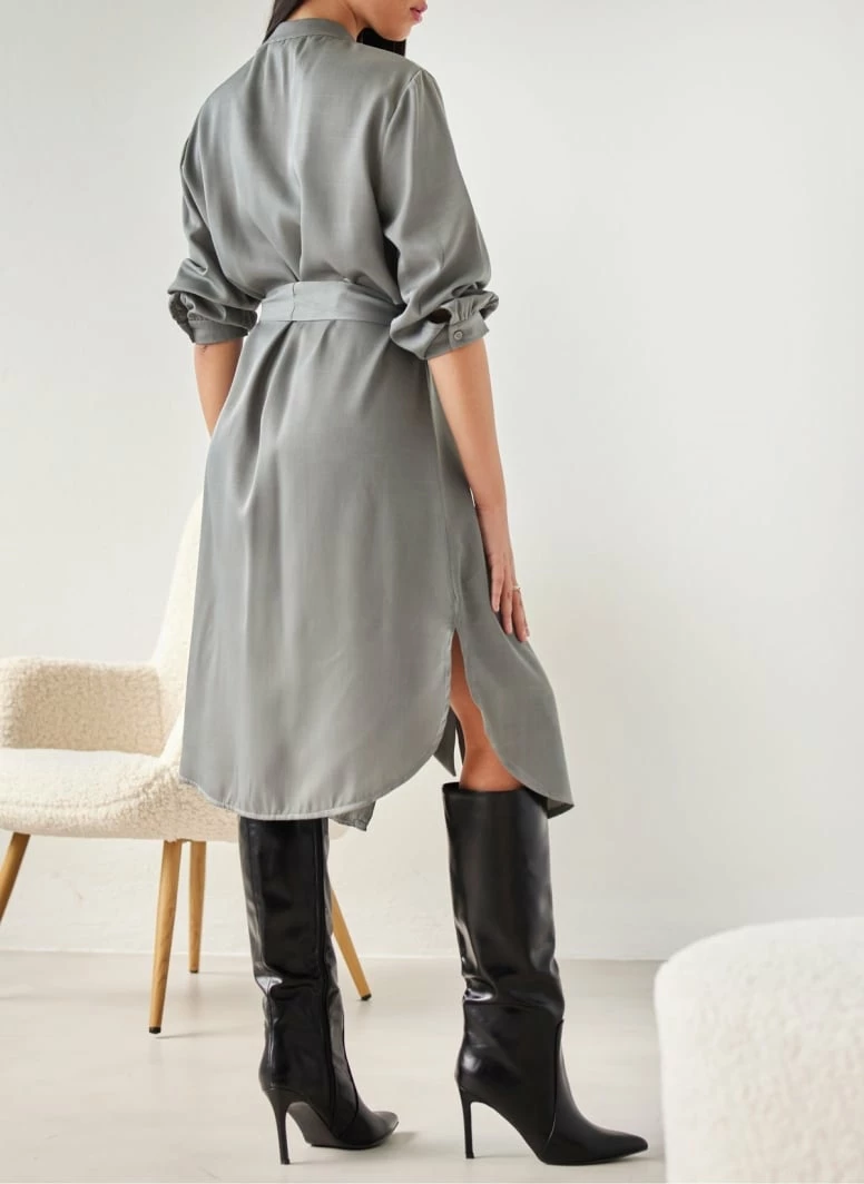 Flash Sale 😉 Φόρεμα πουκάμισο με ζώνη NAIBA 502.030 - Λαδί ⭐ 3 Flash Sale 😉 Φόρεμα πουκάμισο με ζώνη NAIBA 502.030 - Λαδί ⭐ - Image 3