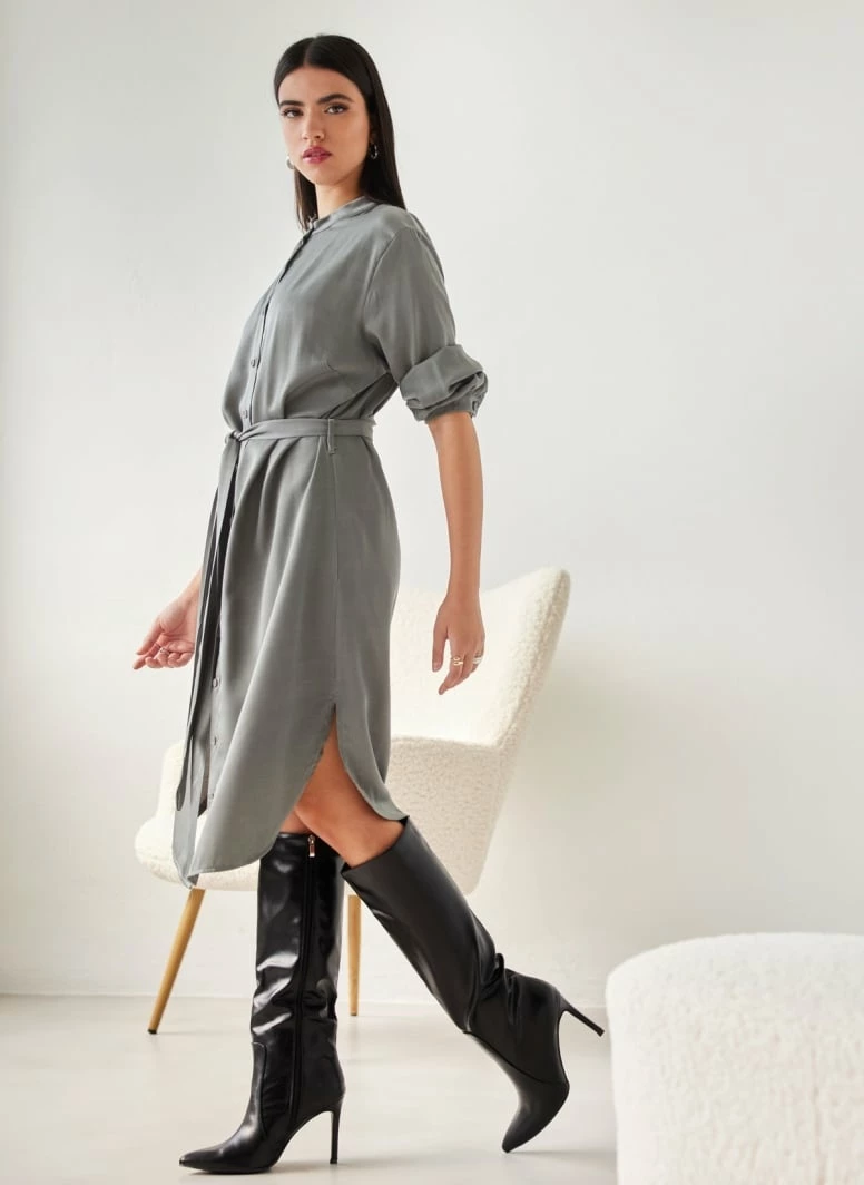 Flash Sale 😉 Φόρεμα πουκάμισο με ζώνη NAIBA 502.030 - Λαδί ⭐ 4 Flash Sale 😉 Φόρεμα πουκάμισο με ζώνη NAIBA 502.030 - Λαδί ⭐ - Image 4