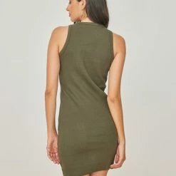Η καλύτερη συμφωνία ⌛ Noobass Φόρεμα ριπ αμάνικο - Χακί ⭐ -Φορέματα Εκπτώσεις forema rip amaniko 103321 x3k5