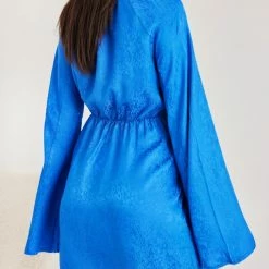 Ολοκαίνουργιο 👍 The Fashion Project Φόρεμα σατέν με Animal Print - Μπλε 💯 -Φορέματα Εκπτώσεις forema saten me animal print 101735 heda