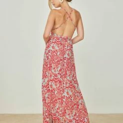 Φτηνός ⭐ Εμπριμέ φόρεμα με άνοιγμα NAIBA 401.073E - Κόκκινο ⭐ -Φορέματα Εκπτώσεις forema saten me anoigma sto plai naiba 401073e 105047 7fpp