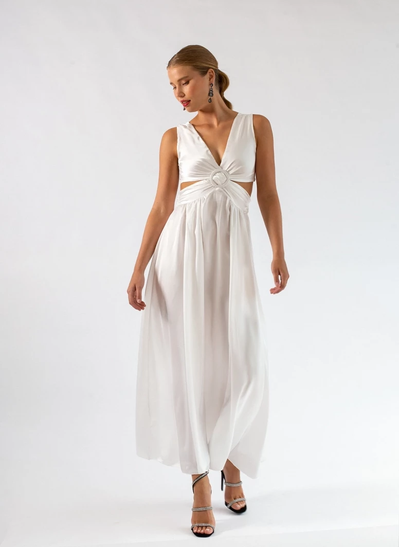 Προώθηση ✔️ The Fashion Project Φόρεμα σατέν με Cut Outs και κρίκο - Λευκό 👏 4 Προώθηση ✔️ The Fashion Project Φόρεμα σατέν με Cut Outs και κρίκο - Λευκό 👏 - Image 4