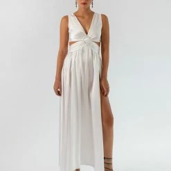 Προώθηση ✔️ The Fashion Project Φόρεμα σατέν με Cut Outs και κρίκο - Λευκό 👏