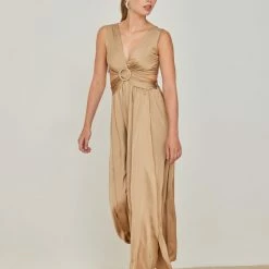 Κουπόνι 😍 The Fashion Project Φόρεμα σατέν με Cut Outs και κρίκο - Caramel 🥰 -Φορέματα Εκπτώσεις forema saten me cut outs kai kriko 104825 3frb