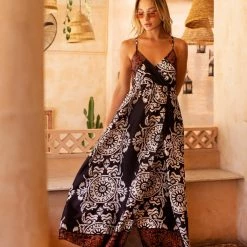 Εκπτωση ❤️ The Fashion Project Εμπριμέ φόρεμα σατέν - Μαύρο 😍