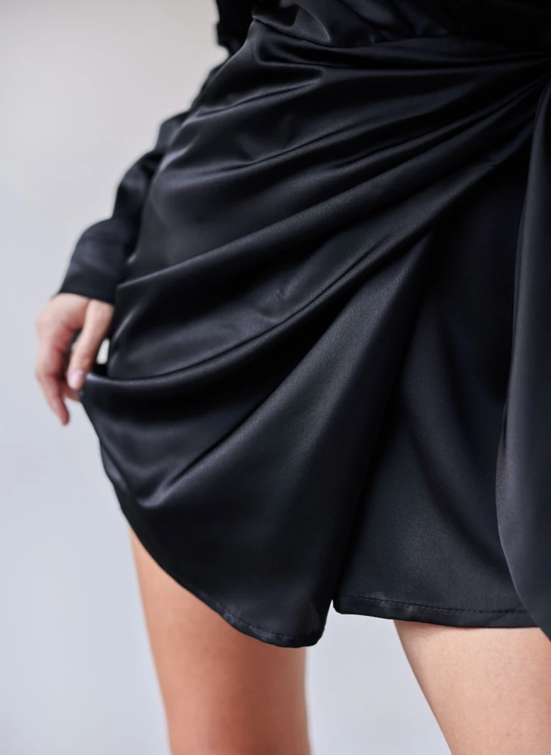 Προώθηση ⭐ The Fashion Project Φόρεμα σατέν με γιακά - Μαύρο 🌟 3 Προώθηση ⭐ The Fashion Project Φόρεμα σατέν με γιακά - Μαύρο 🌟 - Image 3