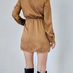 Ολοκαίνουργιο 🔔 The Fashion Project Φόρεμα σατέν με γιακά - Caramel 🔔 -Φορέματα Εκπτώσεις forema saten me giaka 108362 drhf