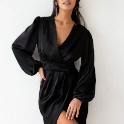 Καλύτερες κριτικές για 🧨 The Fashion Project Φόρεμα ασύμμετρο κρουαζέ - Μαύρο 🥰 -Φορέματα Εκπτώσεις forema saten me krouaze anoigma 106339 d9om