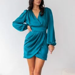 Εξοδος 👏 The Fashion Project Φόρεμα ασύμμετρο κρουαζέ - Petrol ⭐