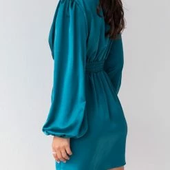 Εξοδος 👏 The Fashion Project Φόρεμα ασύμμετρο κρουαζέ - Petrol ⭐ -Φορέματα Εκπτώσεις forema saten me krouaze anoigma 106340 s5ru