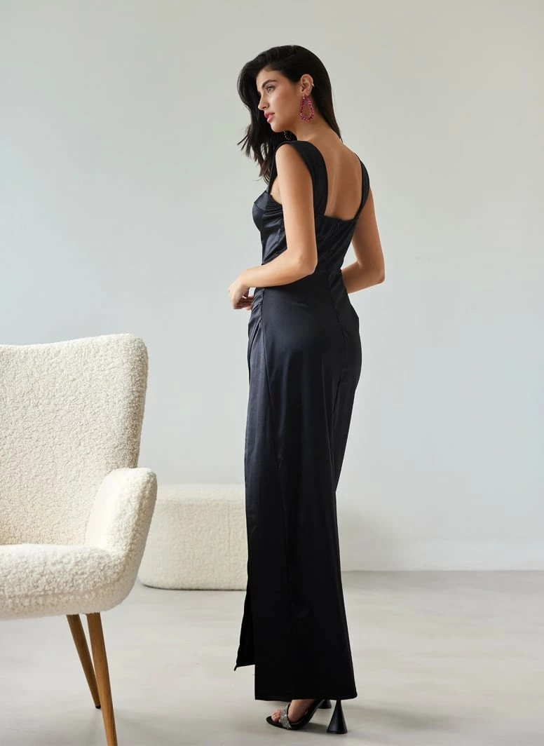 Συμφωνίες 🎁 The Fashion Project Φόρεμα σατέν με μεγάλο άνοιγμα - Μαύρο ⌛ 6 Συμφωνίες 🎁 The Fashion Project Φόρεμα σατέν με μεγάλο άνοιγμα - Μαύρο ⌛ - Image 6