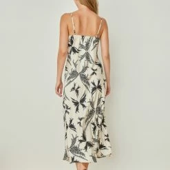 Εξοδος ✨ Noobass Εμπριμέ φόρεμα σατέν - Άμμου 👏 -Φορέματα Εκπτώσεις forema saten me pattern 105079 5y9s