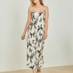 Εξοδος ✨ Noobass Εμπριμέ φόρεμα σατέν - Άμμου 👏 -Φορέματα Εκπτώσεις forema saten me pattern 105079 xpyb