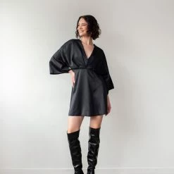 Κουπόνι ✨ The Fashion Project Φόρεμα σατέν με πιέτες στο μπούστο - Μαύρο ⭐ -Φορέματα Εκπτώσεις forema saten me pietes sto mpousto 96380 0h1y