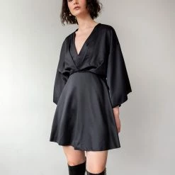 Κουπόνι ✨ The Fashion Project Φόρεμα σατέν με πιέτες στο μπούστο - Μαύρο ⭐ -Φορέματα Εκπτώσεις forema saten me pietes sto mpousto 96380 is4o