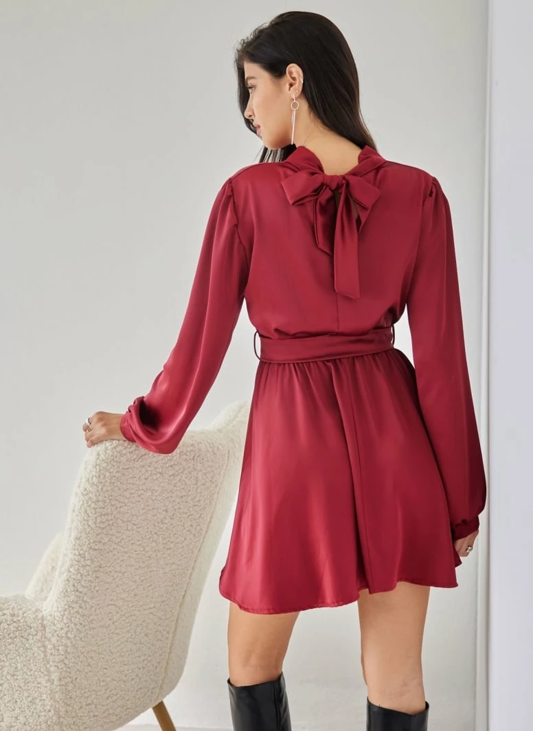Το φθηνότερο 👍 The Fashion Project Φόρεμα σατέν με ψηλή λαιμόκοψη - Μπορντό 🥰 4 Το φθηνότερο 👍 The Fashion Project Φόρεμα σατέν με ψηλή λαιμόκοψη - Μπορντό 🥰 - Image 4