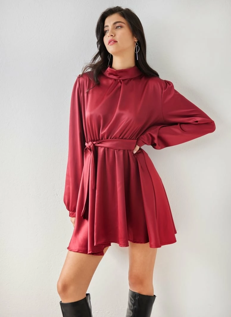 Το φθηνότερο 👍 The Fashion Project Φόρεμα σατέν με ψηλή λαιμόκοψη - Μπορντό 🥰 1 Το φθηνότερο 👍 The Fashion Project Φόρεμα σατέν με ψηλή λαιμόκοψη - Μπορντό 🥰