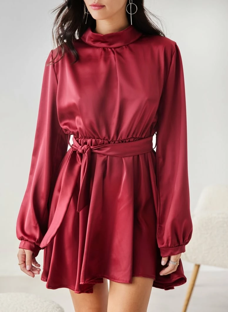 Το φθηνότερο 👍 The Fashion Project Φόρεμα σατέν με ψηλή λαιμόκοψη - Μπορντό 🥰 3 Το φθηνότερο 👍 The Fashion Project Φόρεμα σατέν με ψηλή λαιμόκοψη - Μπορντό 🥰 - Image 3