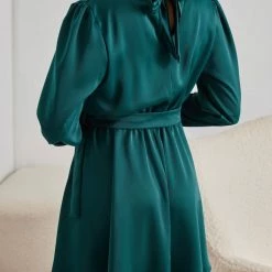 Καλύτερη πώληση 👍 The Fashion Project Φόρεμα σατέν με ψηλή λαιμόκοψη - Κυπαρισσί 🤩 -Φορέματα Εκπτώσεις forema saten me psili laimokopsi 108531 mv70