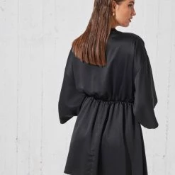 Κουπόνι ✨ The Fashion Project Φόρεμα σατέν με πιέτες στο μπούστο - Μαύρο ⭐ -Φορέματα Εκπτώσεις forema saten me soures sto mpousto 96380 hs01