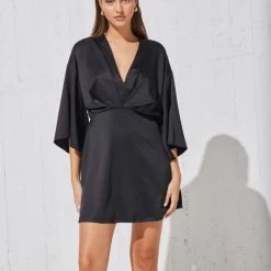 Κουπόνι ✨ The Fashion Project Φόρεμα σατέν με πιέτες στο μπούστο - Μαύρο ⭐ -Φορέματα Εκπτώσεις forema saten me soures sto mpousto 96380 jfkz