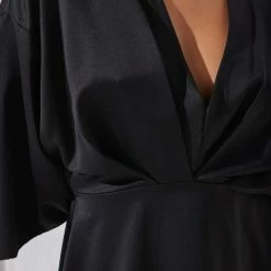 Κουπόνι ✨ The Fashion Project Φόρεμα σατέν με πιέτες στο μπούστο - Μαύρο ⭐ -Φορέματα Εκπτώσεις forema saten me soures sto mpousto 96380 psrx