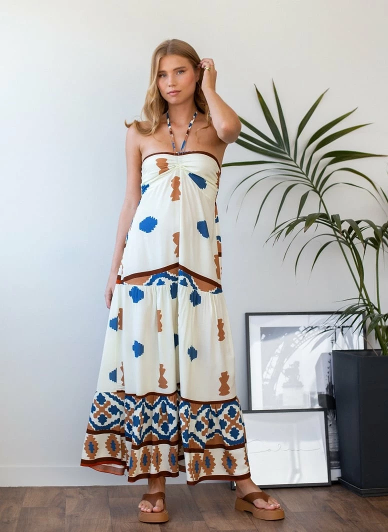 Φτηνός 😉 The Fashion Project Εμπριμέ φόρεμα με σούρα - Μπεζ 🤩 1 Φτηνός 😉 The Fashion Project Εμπριμέ φόρεμα με σούρα - Μπεζ 🤩