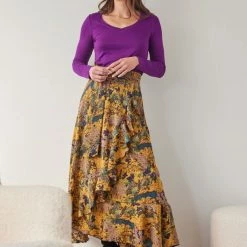 Πολύ καλή προσφορά ❤️ Noobass Φούστα φάκελος μάξι με βολάν - Multi ✔️