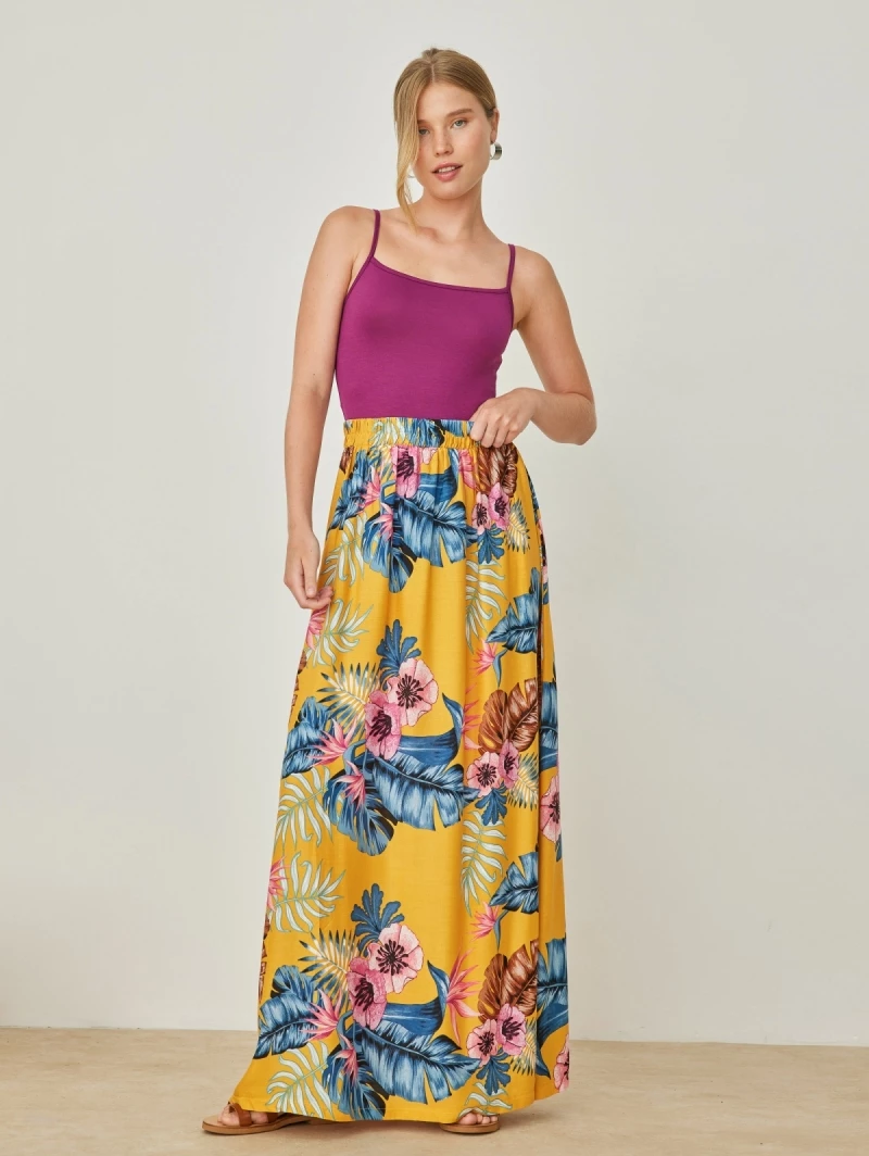 Νέος 🧨 Noobass Φούστα μάξι με μεγάλα λουλούδια - Κίτρινο 😍 5 Νέος 🧨 Noobass Φούστα μάξι με μεγάλα λουλούδια - Κίτρινο 😍 - Image 5