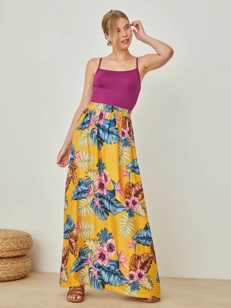 Νέος 🧨 Noobass Φούστα μάξι με μεγάλα λουλούδια - Κίτρινο 😍 1 Νέος 🧨 Noobass Φούστα μάξι με μεγάλα λουλούδια - Κίτρινο 😍