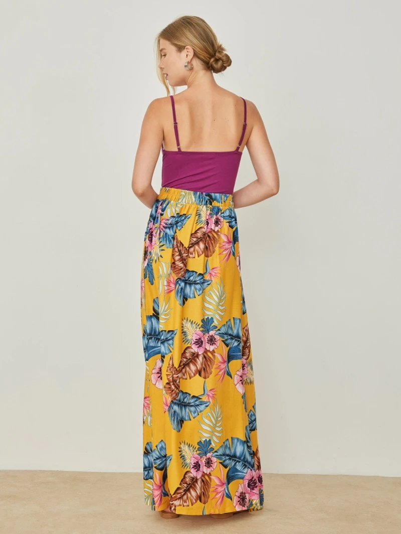 Νέος 🧨 Noobass Φούστα μάξι με μεγάλα λουλούδια - Κίτρινο 😍 4 Νέος 🧨 Noobass Φούστα μάξι με μεγάλα λουλούδια - Κίτρινο 😍 - Image 4