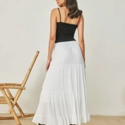 Το φθηνότερο 🛒 The Fashion Project Φούστα μάξι με βολάν - Λευκό ❤️ -Φορέματα Εκπτώσεις fousta makria me volan 103175 iz12