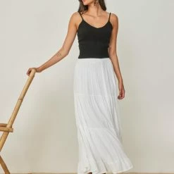 Το φθηνότερο 🛒 The Fashion Project Φούστα μάξι με βολάν - Λευκό ❤️ -Φορέματα Εκπτώσεις fousta makria me volan 103175 pfzh