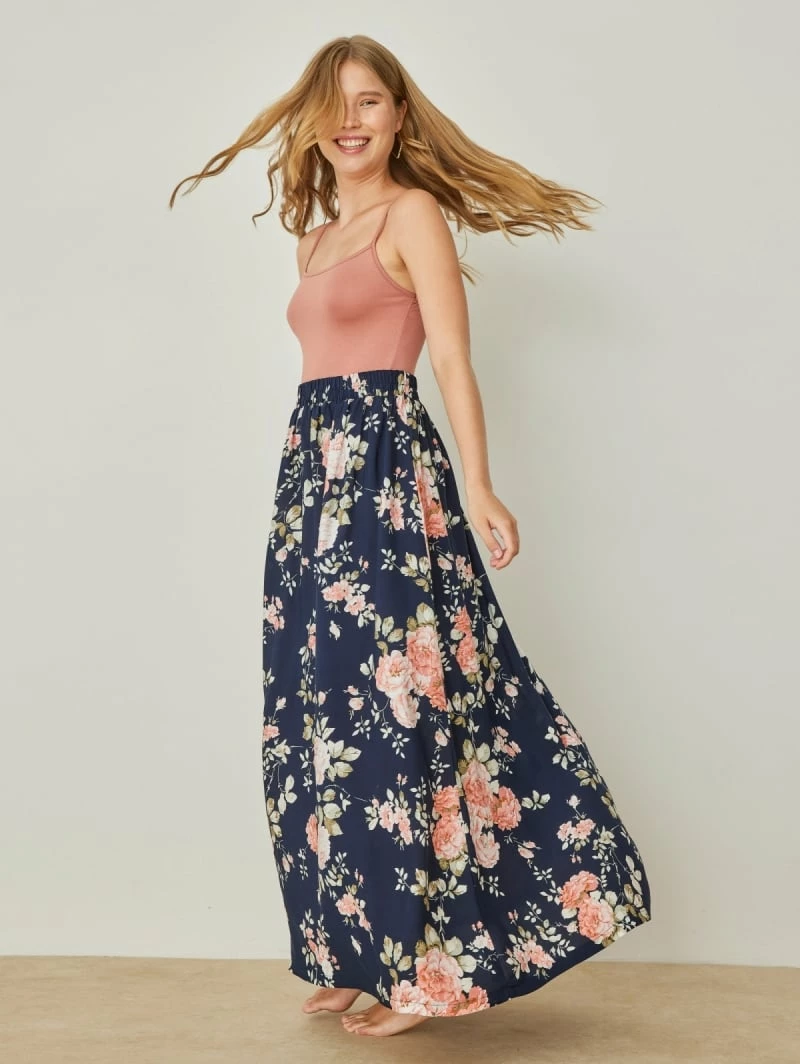 Κουπόνι 🎉 Noobass Φούστα Maxi με μεγάλα λουλούδια - Μπλε σκούρο 🤩 2 Κουπόνι 🎉 Noobass Φούστα Maxi με μεγάλα λουλούδια - Μπλε σκούρο 🤩 - Image 2