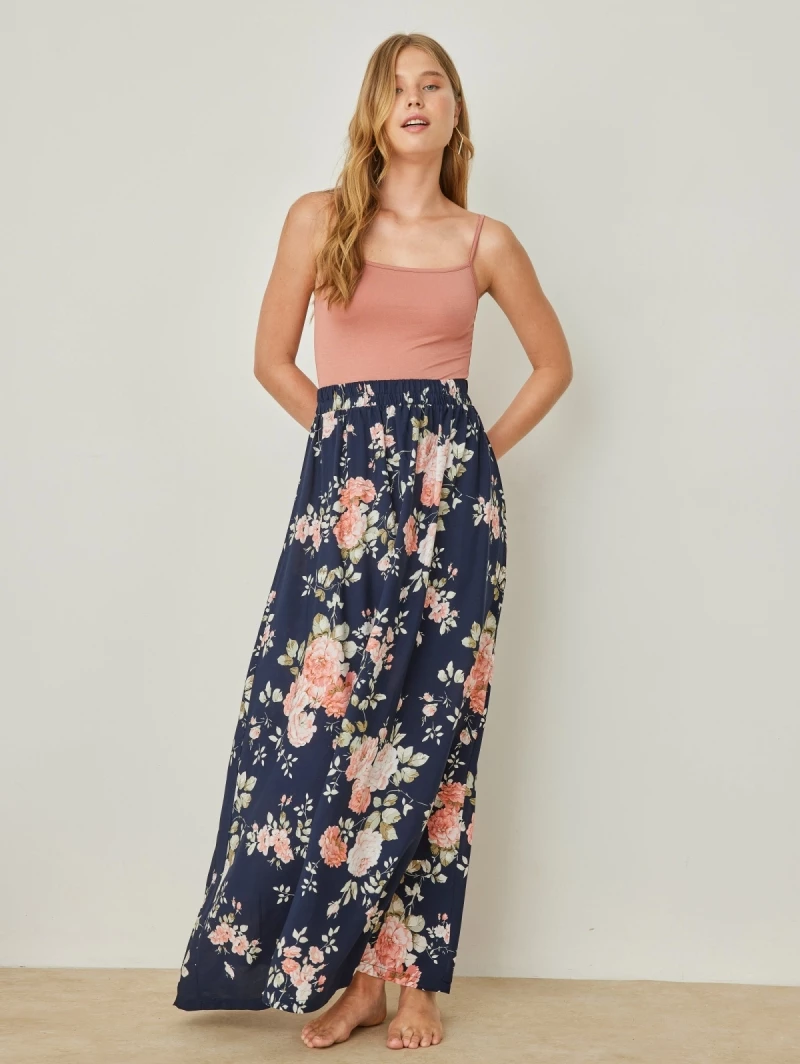 Κουπόνι 🎉 Noobass Φούστα Maxi με μεγάλα λουλούδια - Μπλε σκούρο 🤩 3 Κουπόνι 🎉 Noobass Φούστα Maxi με μεγάλα λουλούδια - Μπλε σκούρο 🤩 - Image 3