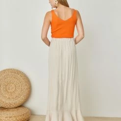 Φτηνός 🌟 The Fashion Project Φούστα μάξι με δέσιμο - Μπεζ ⌛ -Φορέματα Εκπτώσεις fousta me desimo kai volan 103699 zs5k