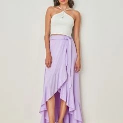 Το φθηνότερο ✔️ The Fashion Project Φούστα μάξι με δέσιμο - Λιλά ❤️ -Φορέματα Εκπτώσεις fousta me desimo kai volan 103702 3o6k