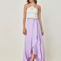 Το φθηνότερο ✔️ The Fashion Project Φούστα μάξι με δέσιμο - Λιλά ❤️ -Φορέματα Εκπτώσεις fousta me desimo kai volan 103702 8zx0