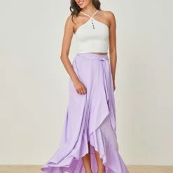 Το φθηνότερο ✔️ The Fashion Project Φούστα μάξι με δέσιμο - Λιλά ❤️ -Φορέματα Εκπτώσεις fousta me desimo kai volan 103702 fj46