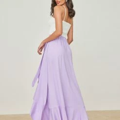 Το φθηνότερο ✔️ The Fashion Project Φούστα μάξι με δέσιμο - Λιλά ❤️ -Φορέματα Εκπτώσεις fousta me desimo kai volan 103702 iecv