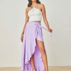 Το φθηνότερο ✔️ The Fashion Project Φούστα μάξι με δέσιμο - Λιλά ❤️