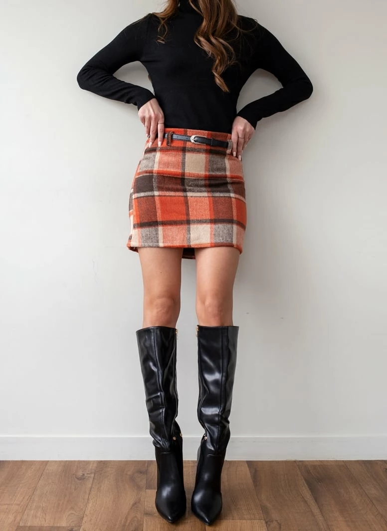 Αγορά 💯 The Fashion Project Φούστα μίνι καρώ με ζωνάκι - Κεραμιδί ✔️ 2 Αγορά 💯 The Fashion Project Φούστα μίνι καρώ με ζωνάκι - Κεραμιδί ✔️ - Image 2