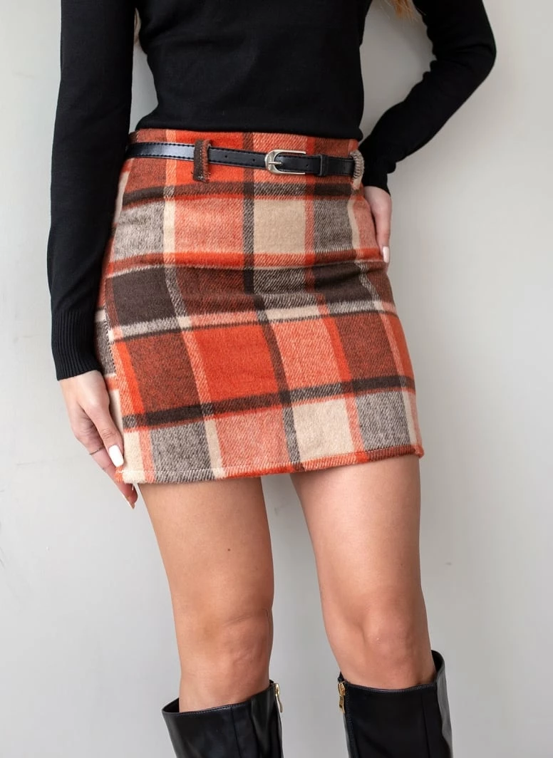 Αγορά 💯 The Fashion Project Φούστα μίνι καρώ με ζωνάκι - Κεραμιδί ✔️ 5 Αγορά 💯 The Fashion Project Φούστα μίνι καρώ με ζωνάκι - Κεραμιδί ✔️ - Image 5