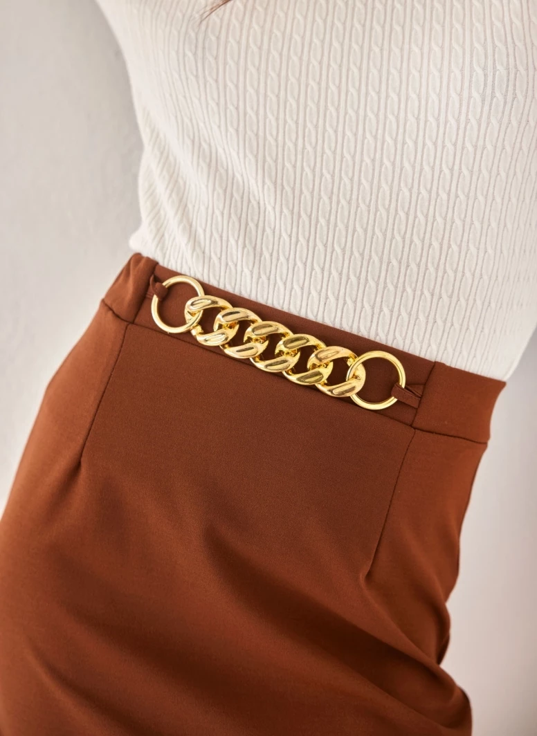 Best Pirce 😍 The Fashion Project Φούστα μίνι με αλυσίδα - Καφέ 😍 1 Best Pirce 😍 The Fashion Project Φούστα μίνι με αλυσίδα - Καφέ 😍