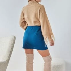 Φτηνός 😀 The Fashion Project Φούστα μίνι με αλυσίδα - Petrol 🧨 -Φορέματα Εκπτώσεις fousta mini me alusida 108439 ju77